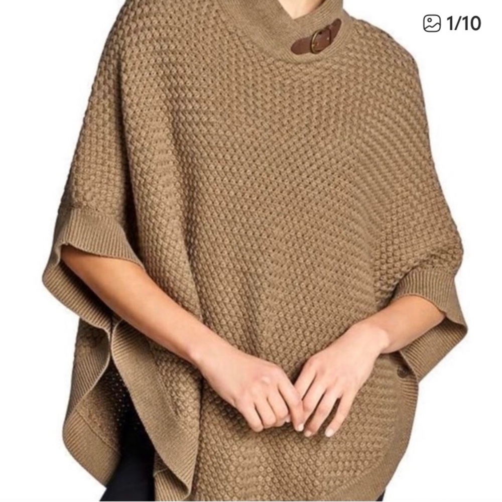 Banana Republic Brown Knit Poncho with Buckle